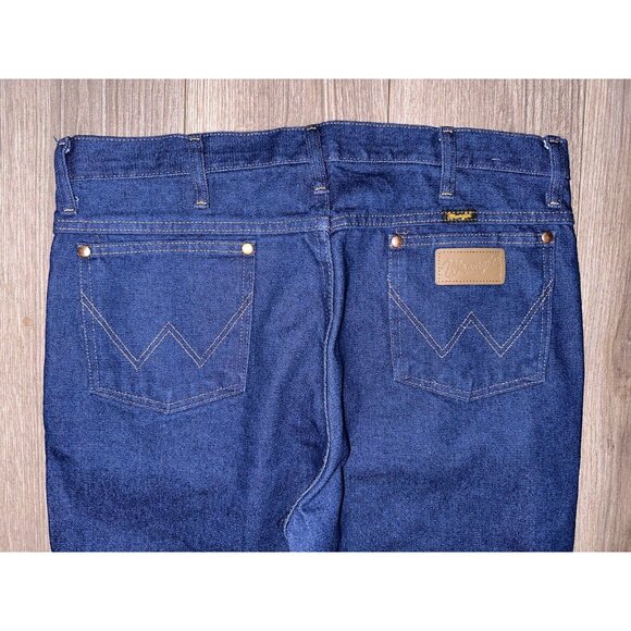 A7 Wrangler Classic Jeans Mens Size 34 x 34 Rodeo Cowboy Riding Leather Patch - Picture 4 of 7